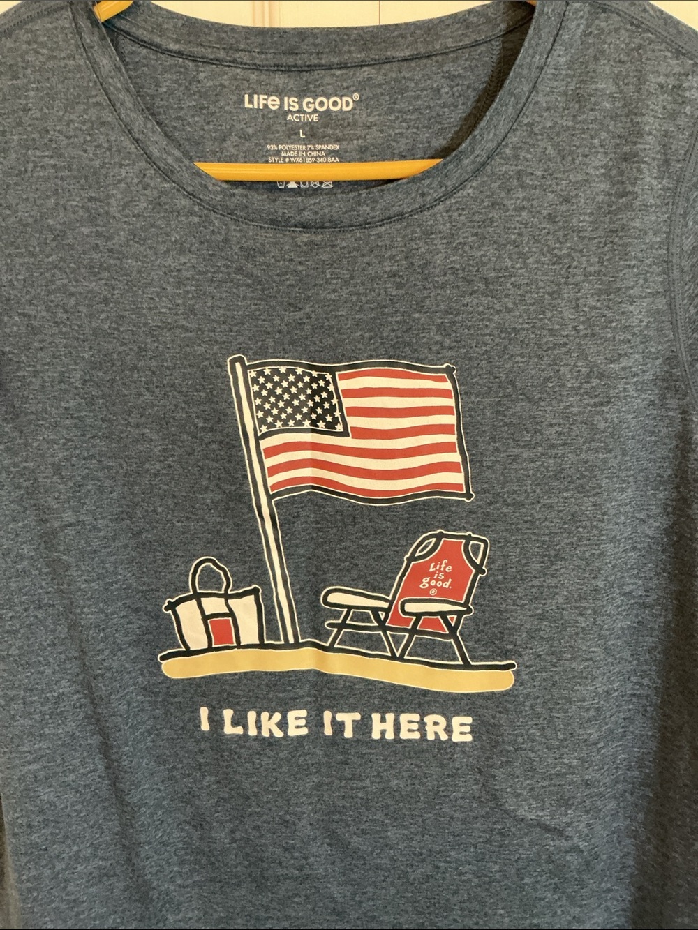 Life Is Good Navy Blue Graphic Tee with Flag and Chair - Picture 2 of 6